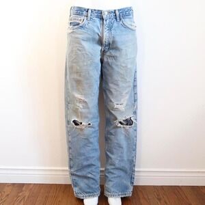 vintage carhartt distressed jeans relaxed fit light wash 33x32